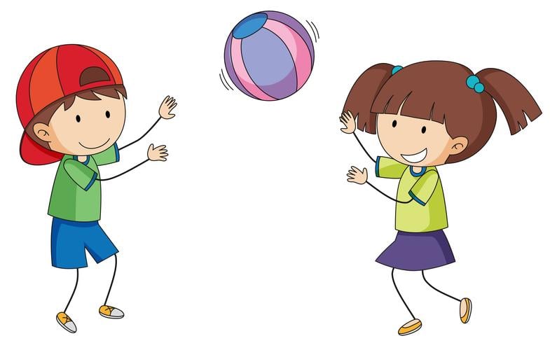 519669 doodle bambini che giocano a palla gratuito vettoriale