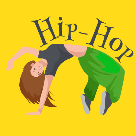 61325393 ragazza adolescente danza hip hop stile di illustrazione vettoriale isolato giovane ballerina di