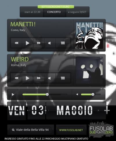 LIVE@FUSOLAB: Manetti! + Weird in concerto - Venerdì 3 Maggio